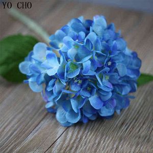 Gifts for women YO CHO Hydrangea Plant Silk Artificial Flower Hydrangea Branches Blue For Home Wedding Party Decoration Fake Hydrangea Ornaments