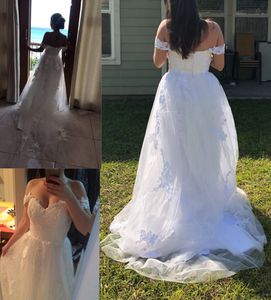 Plus storlek av axel spets bröllopsklänningar brudklänningar 2021 älskling öppen dragkedja land graciös en linje vit brud klänning
