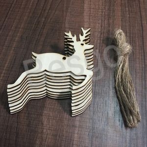 10 Pcs/Bag Christmas Decorations Wooden Crafts Elk Snowman Wood Hanging Decoration Gift Pendant Xmas Tree Ornament Pendant BH4143 TYJ