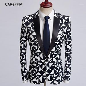 Wholesale triangle for cars for sale - Group buy Men s Suits Blazers Car ffi Men Fashion Black White Triangle Pattern Blazer Slim Fit Designs Costume Homme Stage Clothes For Singers Suit