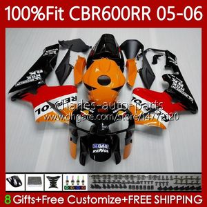 ホンダCBR 600RR 600F5 600CC 2005-2006のための注入型フェアリングボディ72NO.2 CBR600 CBR 600 CC F5 RR F5 CBR600RR 05 06 OEM Bodywork Repsolオレンジ