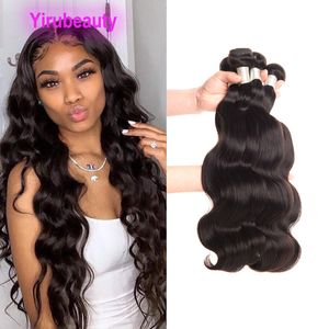 Indian Nieprzetworzone Dziewicze Human Hair 30-38inch Ciało Wave Silky Proste 3 części / Lot Natural Color Hurtownie 38 