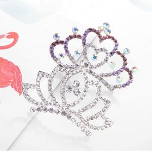 Crystal Diamond Crown Tiara Comb Flower Girl Princess Hair Comb Head Wear Girls Birth Fashion Jewelry