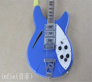 Nuova mezza chitarra elettrica vuota rocker blue guitar