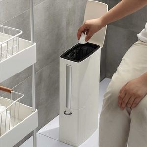 3 in 1 N Trash Can Toilet Brush Set Creative Bathroom Plastic Waste Bin Dustbin Kitchen Garbage Bucket 211222