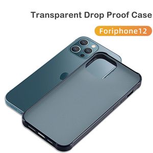 Stoßfeste, matte, durchscheinende, harte PC-Rückseite, weiche TPU-Telefonhülle für iPhone 12mini 12 11 Pro MAX XR XS MAX 7 8Plus