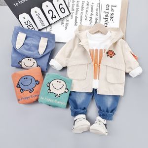 3 pezzi Baby Boy Clothes Set Infant Kids Zipper Jacket + T Shirt + Jeans Costume per bambini Abbigliamento per bambini 201127