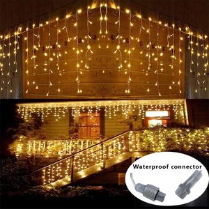 Strings Street Garland Christmas Decor For House Outdoor Waterproof Fairy Light Festoon Icicle Curtain Waterfall
