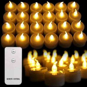 Packung mit 24 flackernden flammenlosen LED-Teelichtern mit Fernbedienung und batteriebetriebenen Kerzen für die Weihnachtsdekoration zu Hause, Dinnerparty, H1222