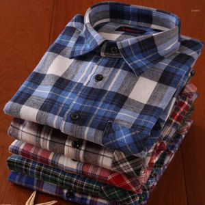 Camicie casual da uomo all'ingrosso - Camicia di flanella da uomo Slim Fit Morbida e confortevole Primavera Marchio maschile Business Plaid a maniche lunghe