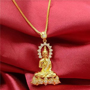 Pendant Necklaces Southeast Asia Thailand Selling Buddha Choker Gold Plated Necklace Men Women Lucky Jewelry Pendants Chain Luxury