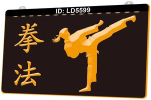 LD5599 Kick Martial arts Karate Taekwondo 3D Engraving LED Light Sign Wholesale Retail
