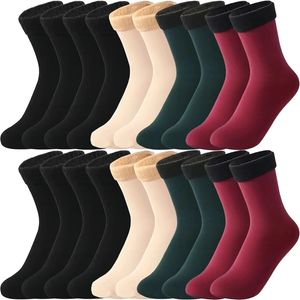 10 pares de inverno meias térmicas ladie homens espessos quentes macios cashmere lã neve preto khaki veludo botas assoalho 211221