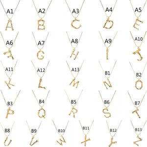 Personalized 26 Letter Initial Bamboo Necklace for Women Alphabet Pendant Name Necklace Girl Gold Color Snake Chain DIY Jewelry 99 M2