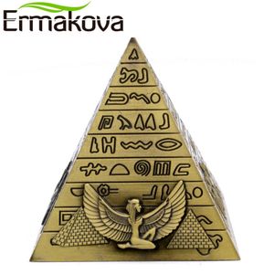 ERMAKOVA Metal Egyptian Pyramids Figurine Pyramid Building Statue Home Office Desktop Decoration Gift Souvenir (Bronze) T200703