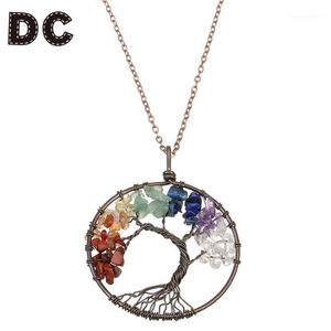 Chokers Fashion Tree Of Life Large Pendant Necklace Jewelry Metal Chains Lucky Stone Necklaces & Pendants For Women Female Gift1