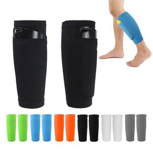 Ellenbogen-Knieschützer, 1 Paar Fußball-Schutzsocken mit Tasche, Kompressions-Wadenärmel für Schienbein, atmungsaktiv, Sportschutzhalter, Jugendliche und Erwachsene