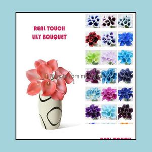 S 50st MOQ Real Touch Lily Simation Wedding Flower Buquets Artificial Calla för brud- och heminredning (ingen droppleverans 2021 Decorati