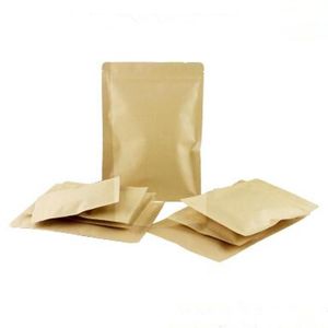 100pcs Small Kraft Paper Zip Bag Inner Aluminum Foil Tea Pouch Reusable Flat Food Packaging Zipper