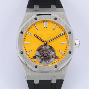 Orologi da uomo R8 Montre DE Luxe 41x10.6mm 2924 Tourbillon movimento manuale a catena cassa in acciaio cinturino in silicone orologio di lusso Orologi da polso