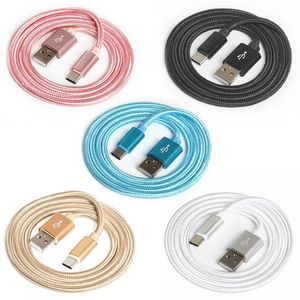 Cavi USB Ricarica rapida 2A per iPhone Spina metallica Sincronizzazione dati Cavo di ricarica rapida intrecciato in nylon PVC Tipo C compatibile con Samsung Huawei Xiaomi smartphone Android