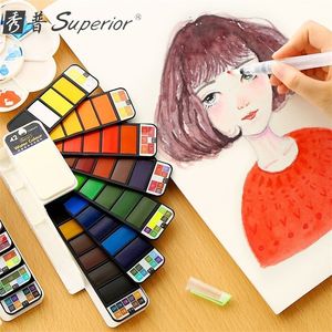 Superior 18/25/33/42 Set di pigmenti per pittura ad acquerello solido portatile con pennello Colore brillante per forniture artistiche per studenti 201226