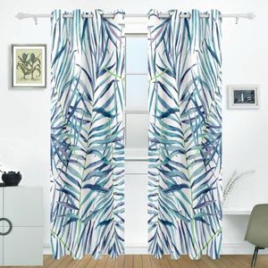 Curtain & Drapes Tropical Leaves Curtains Panels Darkening Blackout Grommet Room Divider For Patio Window Sliding Glass Door 55x84 Inches1