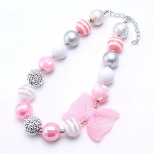 Acessórios jóias bonito Big bowknot Meninas Chunky Beads Colar Criança Crianças Bubblegum Chunky Colar artesanal frisado