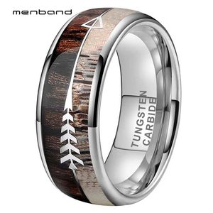 Antler Ring Mannen Dames Wedding Band Tungsten Ringen met Zebra Houtpijlen Inlay mm Box beschikbaar