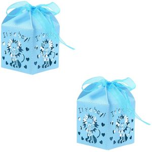 Hediye Paketi 100 ADET Düğün Favor Kutuları Hediyeler için Craft Kağıt Kutusu Oymak Şeker Tatlılar (Mavi)