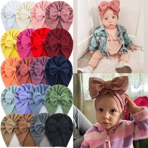 Solid Color Baby Hat Big Bowknot Baby Girl Hat Turban Cashmere Head Wraps Baby Bonnet Beanie Newborn Photography Props