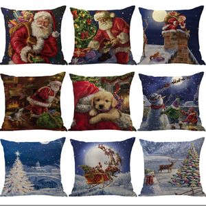45x45cm Federa per cuscino in lino Giorno di Natale Federa per divano di casa Fodera per cuscino per auto Senza anima interna