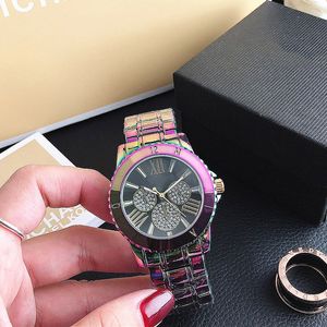 Fashion design Brand Watches women Girl 3 Dials colorful style Metal steel band Quartz Wrist Watch M95