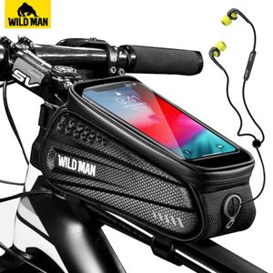 Wholesale reflective phone case resale online - WILD MAN Rainproof Bicycle Bag Frame Front Top Tube Cycling Bag Reflective in Phone Case Touchscreen Bag MTB Bike Accessories