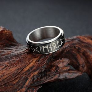Stainless Steel Rotatable Reduced Pressure Ring Band Finger Roman Numerals Viking Letter Rings for Men Women hiphop Fashion Jewelry Will and Sandy