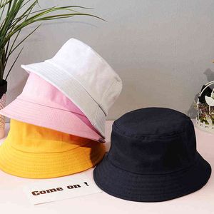 Unisex Summer Foldable Bucket Hat Women Outdoor Sunscreen Cotton Fishing Hunting Cap Men Basin Chapeau Solid Sun Prevent Hats Y220301