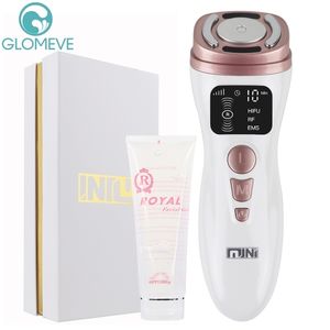 Mini HIFU EMS Microcurrent Machine RF Radio Frekvens Massager Face Lyft Anti-rynka med hudföryngring Fuktande gel 220216