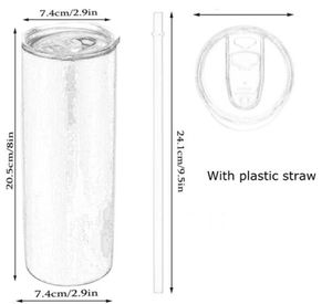 20 oz 30 oz boş süblimasyon düz tumblers paslanmaz çelik boş beyaz sıska fincan kapaklı ve plastik hasır deniz gemi stokta