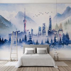 Modern 3D Wallpaper Simple Abstract Ink Building Art Personality Living Room Bedroom Background Wall Papers Papel De Parede 3 D