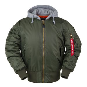 2020 AW Winter Bomber Flight Jacket MA-1とフードストリートウェアの服メンズ衣料ヒップホップ野球文字の手紙lj201013