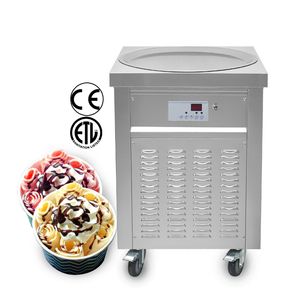 Kök matbar ETL CE Single Round Pan Fried Roll Ice Cream Machine Köksutrustning