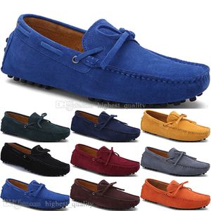 148 Novas Moda Mens Casual Sapatos De Couro Estilo Britânico Primavera Casal Genuine Ervilhas Scrub Homens Drive Lazy Man Overshoes Ao ar livre Confortável Respirável Black Yellow