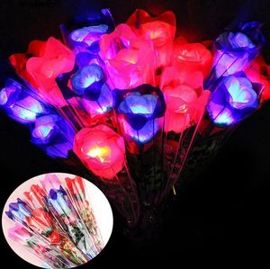LED Light Up kwiat róży świecące walentynki dekoracje ślubne sztuczne kwiaty zaopatrzenie firm dekoracje sztuczna róża morze wysyłka EEB4244