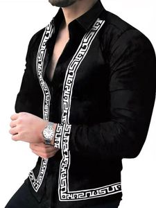 Men's Casual Shirts 2022 Punk Style Silk Satin Digital Printing Male Slim Fit Long Sleeve Flower Print Party Shirt Tops