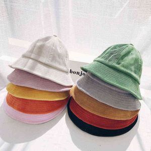 양동이 모자 여름 새 패션 낚시 남자 코듀로이 모자 고품질 귀여운 캐주얼 야외 태양 양동이 모자 노란색 녹색 베이지 Y220301