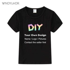 あなた自身のデザイン/写真カスタムプリントTシャツ男の子女の子DIYコットンTシャツ子供子供の夏半袖Tシャツ服G1224