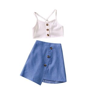 suspender Vest + skirt two-piece baby girls summer clothes set children kids clothing suit