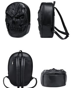 3d präglad skalle män ryggsäck väskor originalitet man väska nyckfull mode cool rock laptop schoolbag resa dator väska
