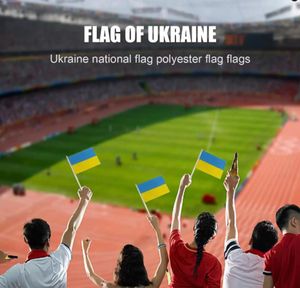 20 * 30 cm handgehaltene Mini-Flagge Ukraine mit weißem Stab, lebendige Farben und lichtbeständig, Landesbanner, Nationalflaggen, langlebiges Polyester, PRO232