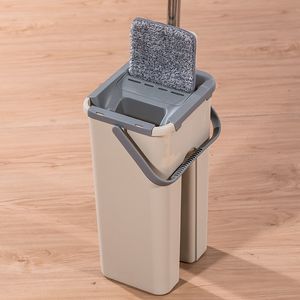 堅木材タイル積層石の床床の敷居の専門のマイクロファイバーのモップとバケツの溝の浚渫Dry Wet Cleaning LJ201130